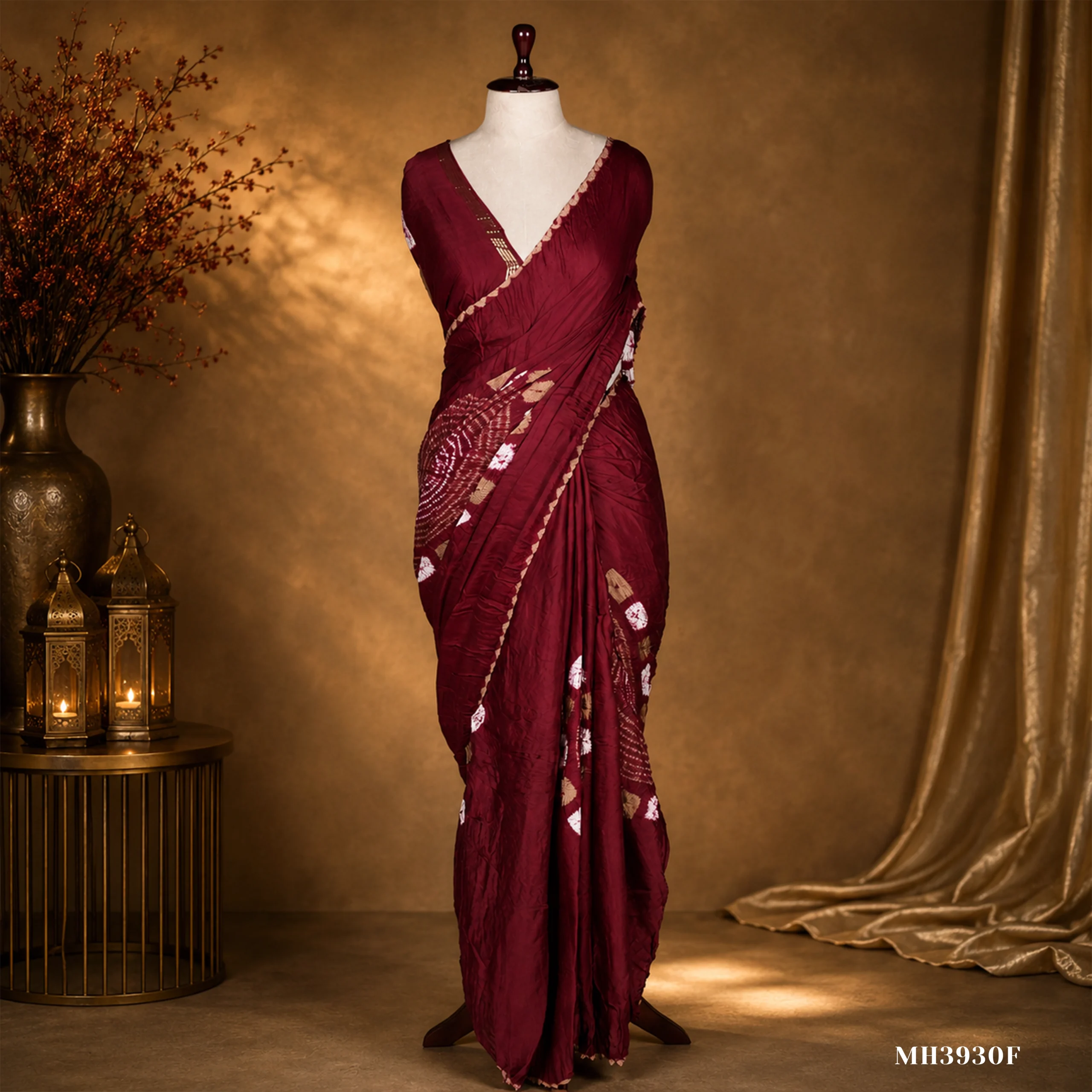 MH3930F(1) Modal Silk Bandhini Sarees - Image 1
