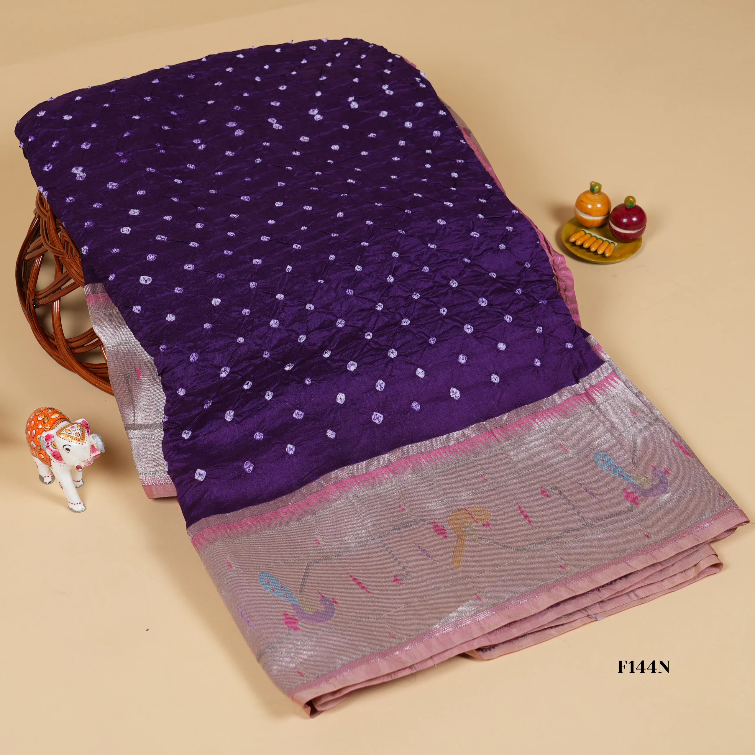F144N Banarasi Bandhej Paithani - Image 1